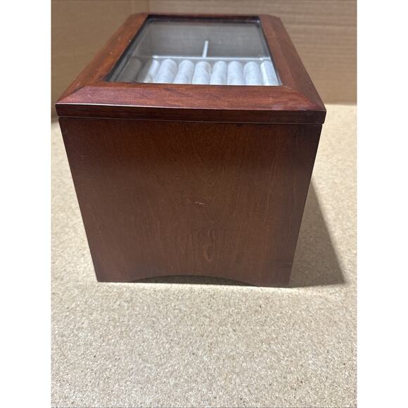 VTG Wooden Jewelry Box Chest Style 12x8x8 Glass Top 3 Drawers Unbranded READ - Picture 11 of 15